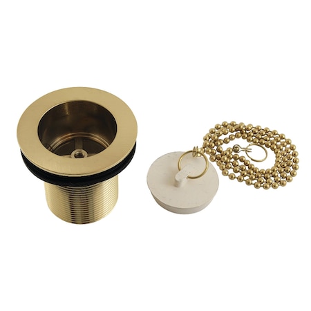 112 Chain And Stopper Tub Drain With 2 Body Thread, Brushed Brass